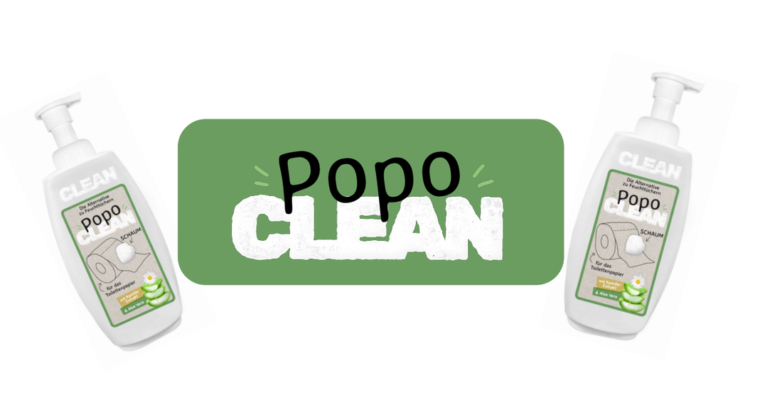 Popoclean Logo mit Po Schaum Flaschen 